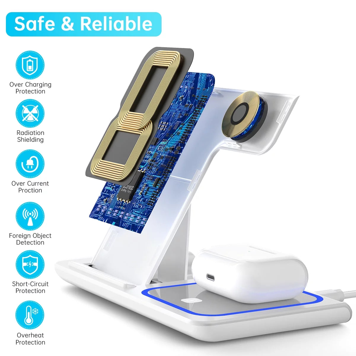 Cargador Inalámbrico, Estación De Carga Rápida Para Iphone De 18W Compatible Con Iphone 17/16/15/14/13/12/11/Pro Max/Plus, Soporte De Cargador Inalámbrico 3 En 1 Para Iwatch SE 11/10/9/8/7/6/5/4, Airpods Pro 2/3/4